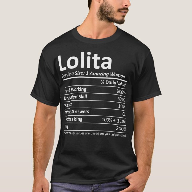 Camiseta LOLITA Nutrition Personalized Name Funny Gift (Frente)