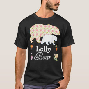 Camiseta Lolly Floral Flower Bear Cute Family Mamãe Avó