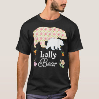Camiseta Lolly Floral Flower Bear Cute Family Mamãe Avó