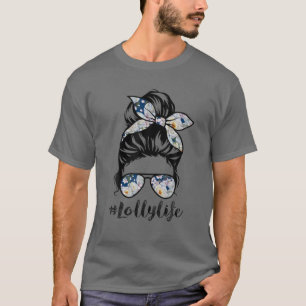 Camiseta Lolly Life Messy Hair Bun Floral Women's Da