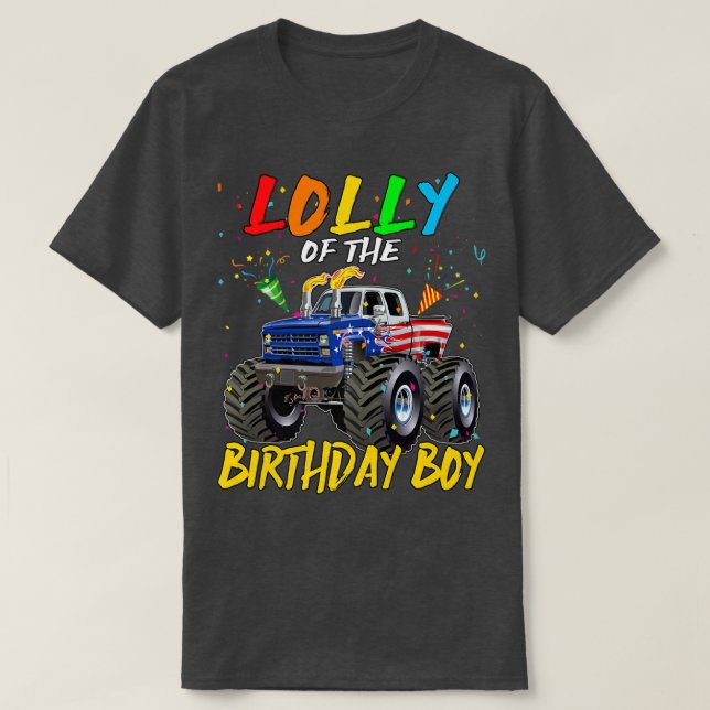 Camiseta Lolly The Birthday Boy Monster Truck Birthday Part (Frente do Design)