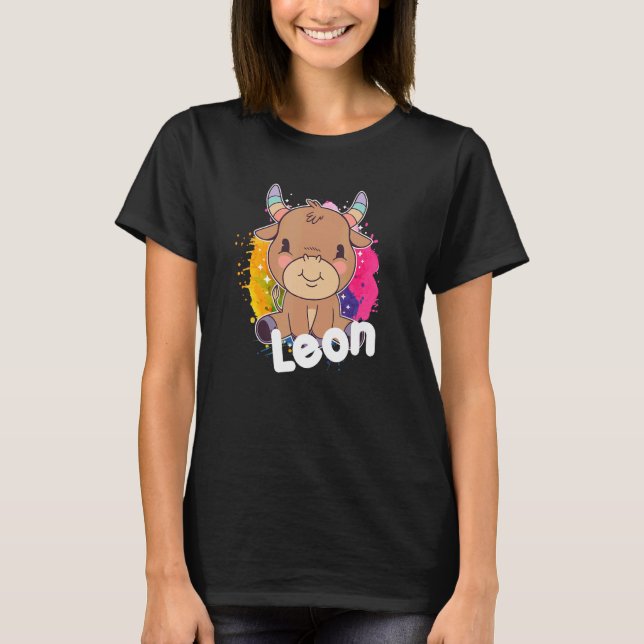 Camiseta LON Cute Boy Name com uma Vaca adorável (Frente)
