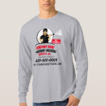 Camiseta Lon Personalizável de Limpeza e Limpeza de Energia<br><div class="desc">Estas são camisas de manga compridas para serviços de lavagem de pressão/potência com fotografia do caráter da máquina de lavar pressão. Basta adicionar suas próprias informações ao design para personalizar essas camisas profissionais de limpeza de energia e pressão.</div>