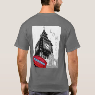 Camiseta London Big Ben Clock Tower Red Telephone