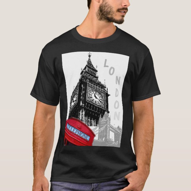 Camiseta London Big Ben Modern Elegante Trendy Pop Art (Frente)