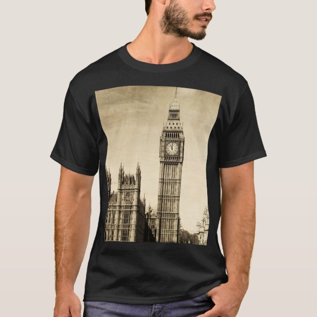 Camiseta London Big Ben: Vintage View (Frente)