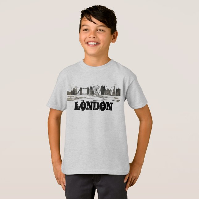 Camiseta London Black Modern Boys Inglaterra Reino Unido (Frente Completa)