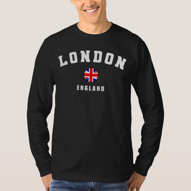 Camiseta London England And British Flag Men's Long Sleeve (Frente)