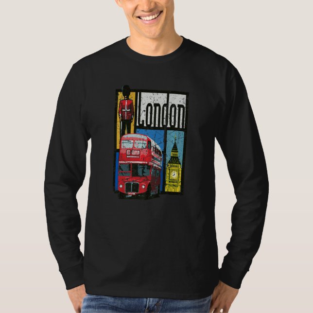 Camiseta London England Big Ben Double Decker Guarda Queens (Frente)