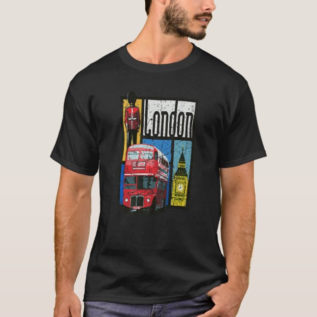 Camiseta London England Big Ben Double Decker Guarda Queens (Frente)