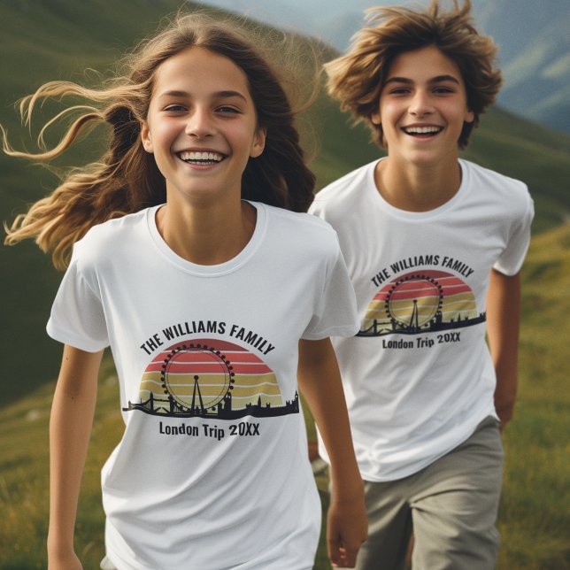 Camiseta London England Sunset Custom Family Trip Kids (Criador carregado)