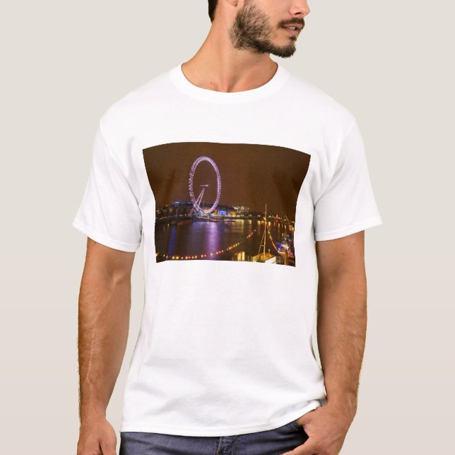 Camiseta London Eye, River Thames e luzes de (Frente)