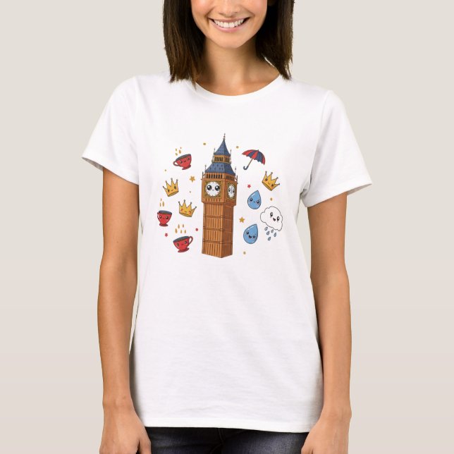 Camiseta London Kawaii Big Ben T-Shirt – Cute British Trave (Frente)