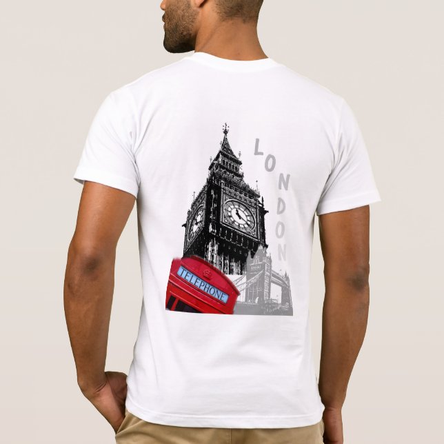 Camiseta London Red Telephone Box Big Ben Clock Torre (Verso)