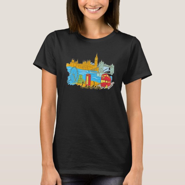 Camiseta London Skyline Souvenirs British Uk Memory Si (Frente)