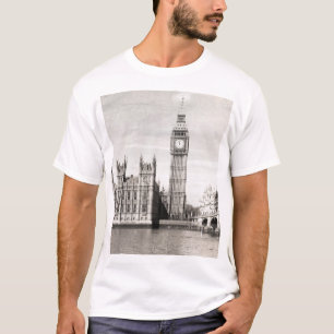 Camiseta Londres antiga, preto e branco.