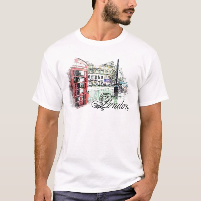 Camiseta Londres coloriu o esboço (Frente)