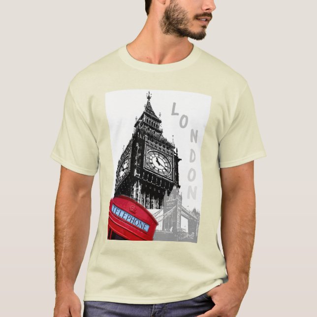 Camiseta Londres Grande Ben Clock Tower Red Telephone Trend (Frente)