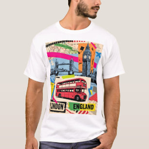Camiseta Londres Inglaterra Arte Pop Retro Ônibus Viagem Vi