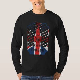 Camiseta Londres, vintage big ben tower com bandeira britân