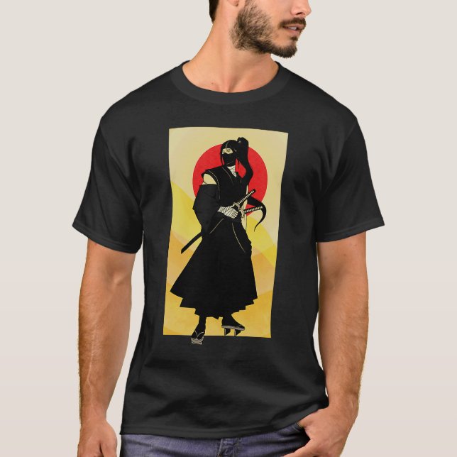 Camiseta Lone Samurai Swordsman 2 Sword Style Ronin Scabbar (Frente)