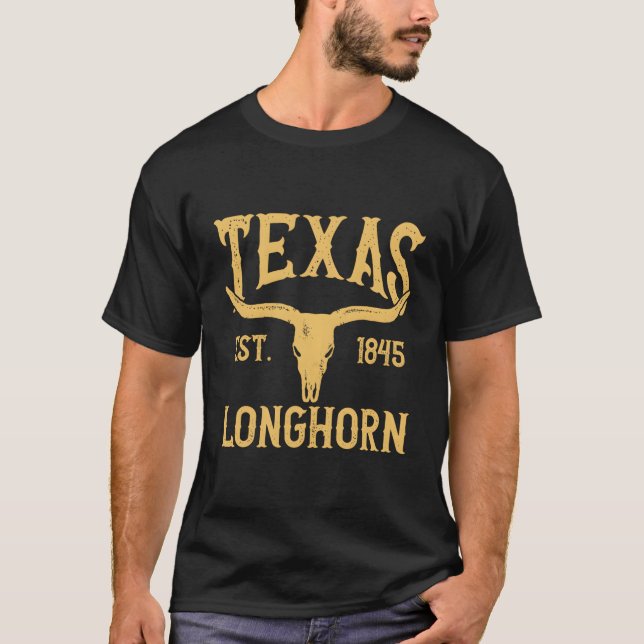 Camiseta Lone Star State Funny Texas Est 1845 Longhorn (Frente)