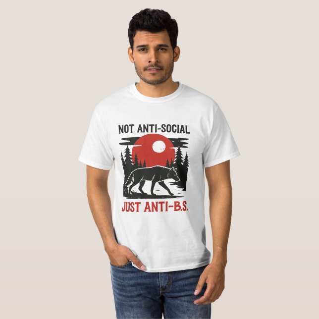 Camiseta Lone Wolf Code – Not Anti-Social, Just Anti-B.S. (Frente Completa)