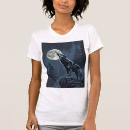 Camiseta Lone Wolf Howling at the Moon Night Forest Art