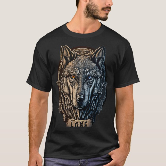 Camiseta Lone Wolf Moon Howling Wolf Pack Head Wolves Howl (Frente)