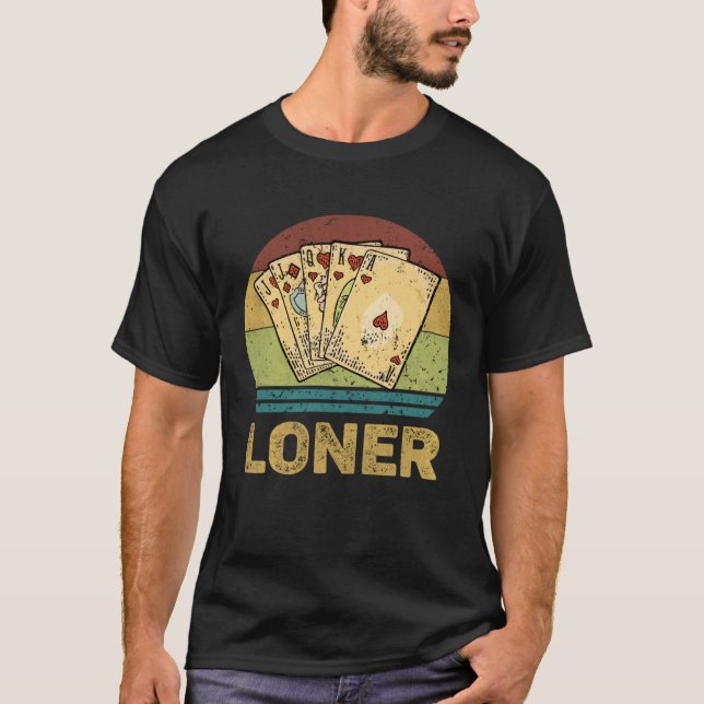 Camiseta Loner Vintage  Euchre Card Game (Frente)