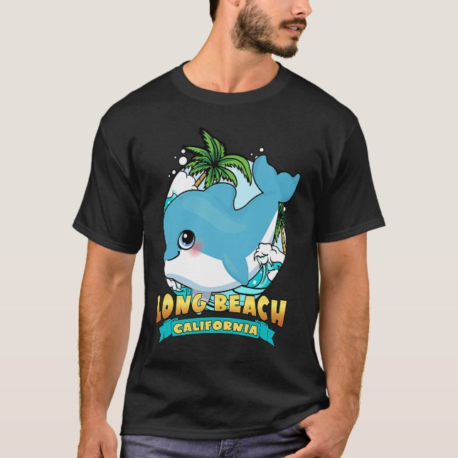 Camiseta LONG BEACH CALIFORNIA Cute Baby Dolphin Souvenir (Frente)