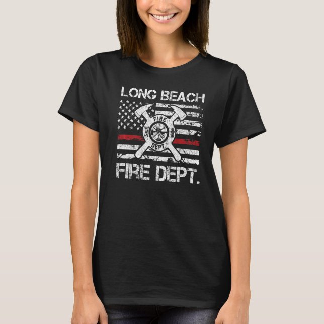 Camiseta Long Beach California Fire Department Thin Red Lin (Frente)