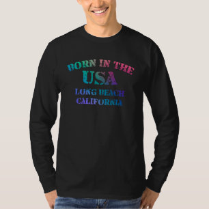 Camiseta Long Beach Califórnia Nascido nos EUA desgastado