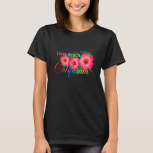 Camiseta Long Beach California Tropical Flowers Family Vaca