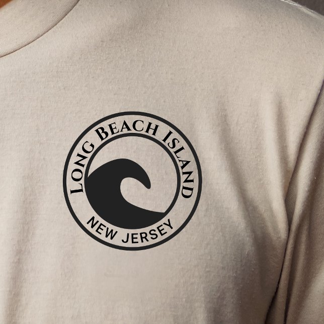 Camiseta Long Beach Island Black Ocean Wave Circ Design (Criador carregado)