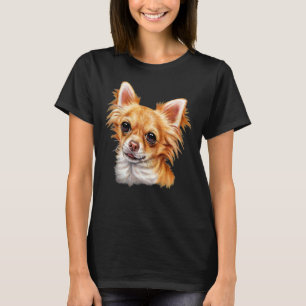 Camiseta Long Haired Chihuahua Watercolor Painting Cute Dog