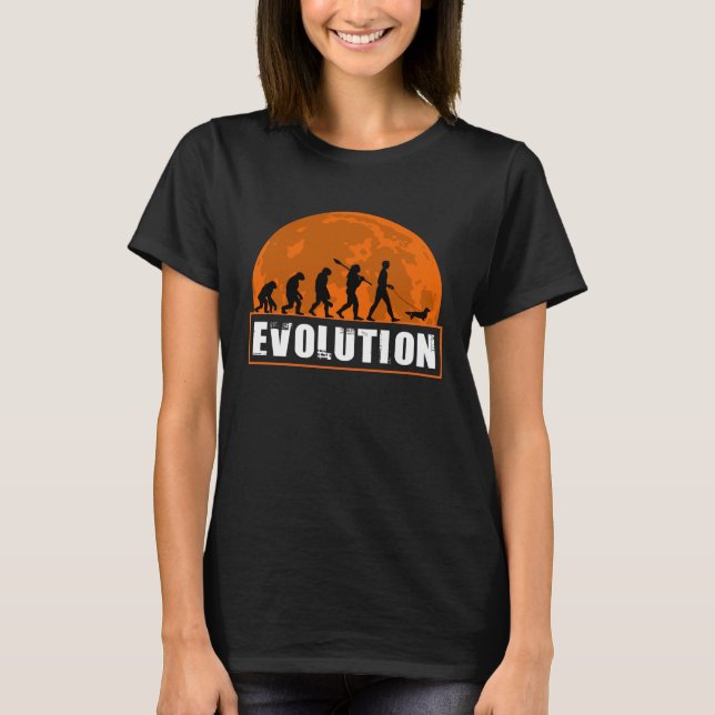 Camiseta Long Haired Dachshund Dog Dad Human Evolution (Frente)