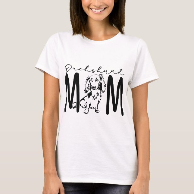 Camiseta Long Haired Dachshund Mãe (Frente)