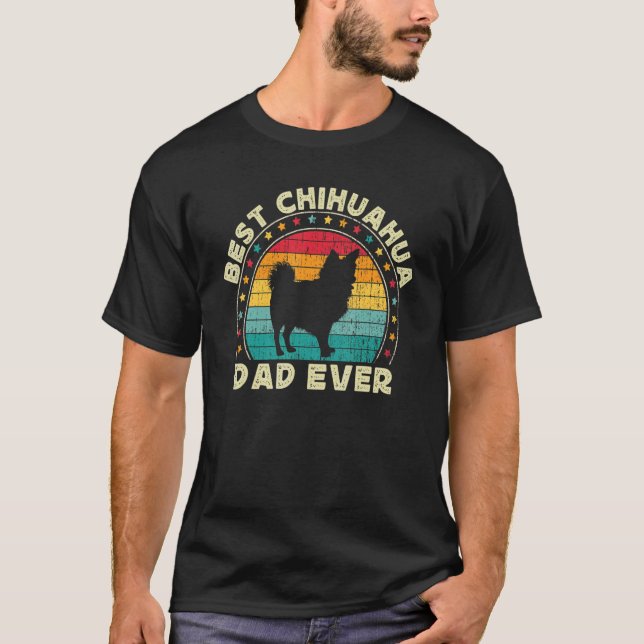 Camiseta Long Haired Hair Chihuahua Dad For Men Chiwawa  Do (Frente)