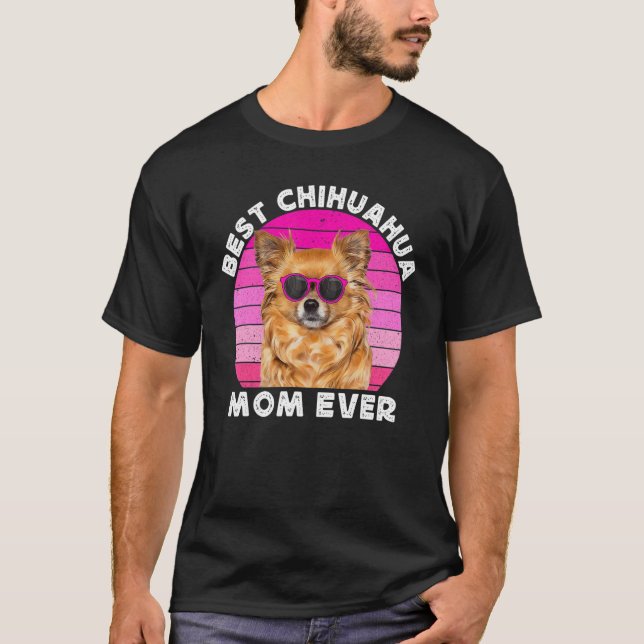 Camiseta Long Haired Hair Chihuahua Mom Brown Chiwawa  Dog  (Frente)
