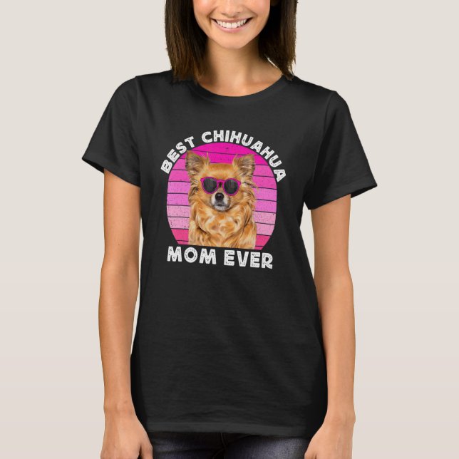 Camiseta Long Haired Hair Chihuahua Mom Brown Chiwawa  Dog  (Frente)