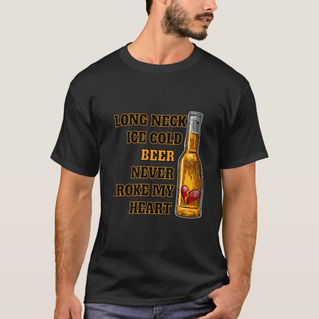 Camiseta Long Neck Ice Cold Beer Never Broke My He (Frente)