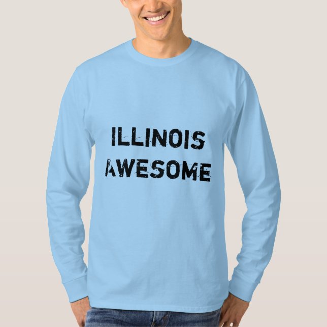 Camiseta Long Sleeve, citação de Illinois (Frente)