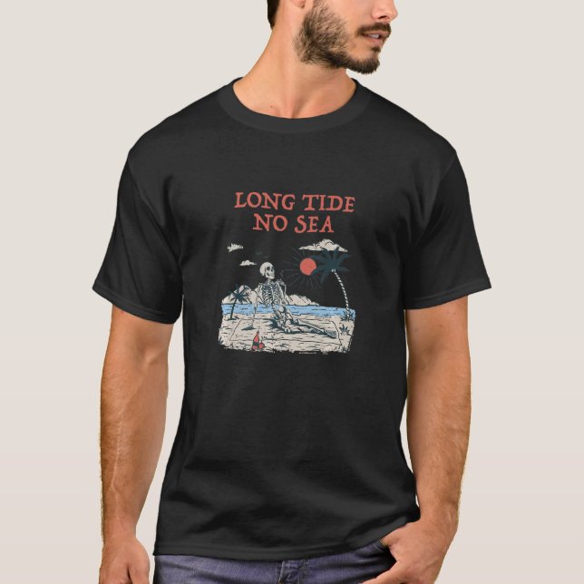 Camiseta Long Tide No Sea Beach Amigos Ocean Ocean Buddy Di (Frente)