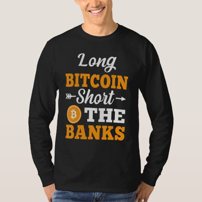 Camiseta Longa Bitmoney Curta Os Bancos Cripto Meem Men (Frente)
