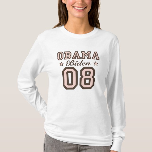 Camiseta longa da Capa de Obama Biden 08 (Frente)