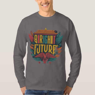 Camiseta Longa Folga Básica Design de Futuro Brilhante