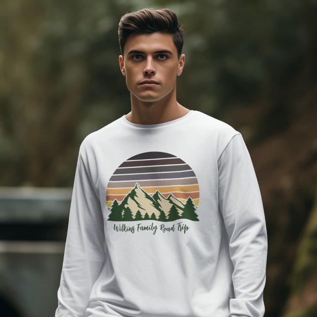 Camiseta Longa Folga Percurso de Estrada da Família Florest (Criador carregado)