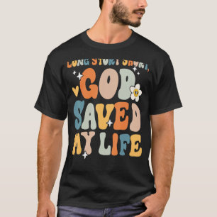 Camiseta Longa História Curto Deus Salvou Minha Vida Cristã