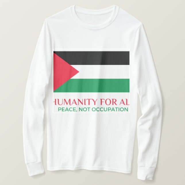 Camiseta Longa manga Palestina Suporta T-Shirt (Frente do Design)